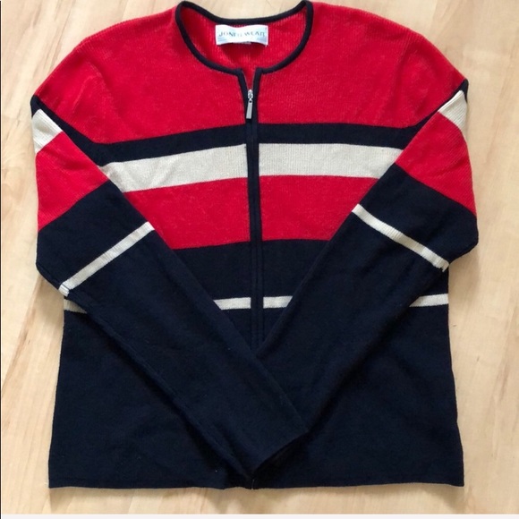 Jones Wear Nautical Cardigan Sweater zipper size medium - Picture 1 of 5